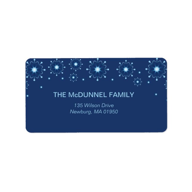 Blue Snowflakes holiday address labels (Front)