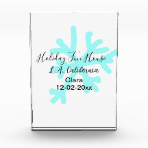 Blue snowflakes holiday camping house place date