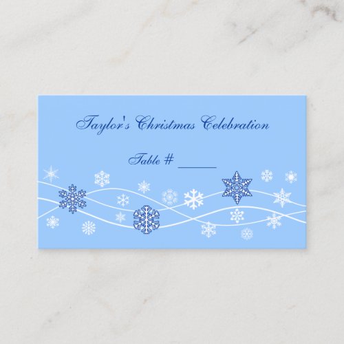 Blue Snowflakes Holiday Place Cards