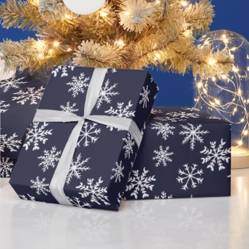 Blue snowflakes illustration christmas pattern wrapping paper