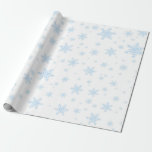 Blue Snowflakes in White Wrapping Paper