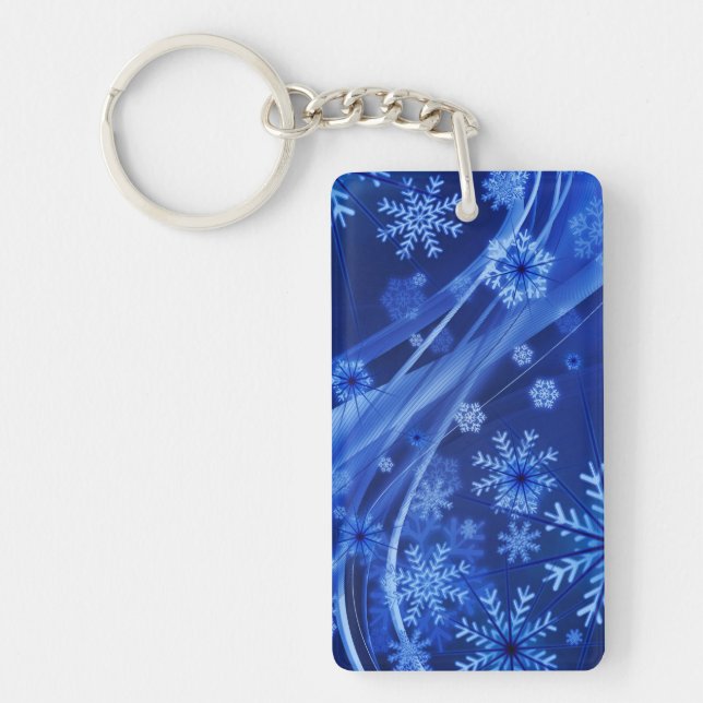 Blue Snowflakes Keychain (Front)
