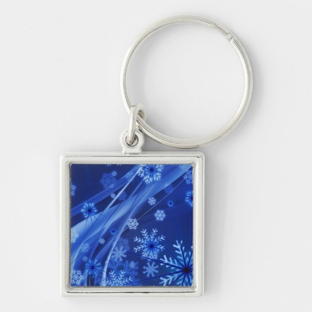 Blue Snowflakes Keychain (Front)