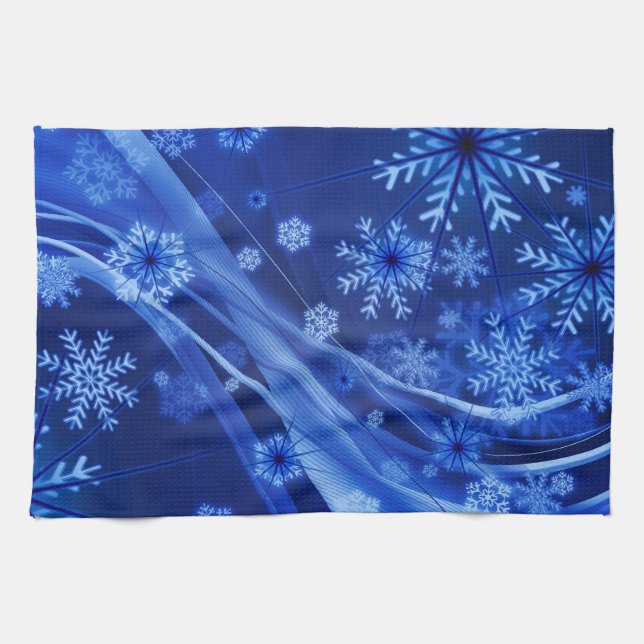 Blue Snowflakes Kitchen Towel (Horizontal)