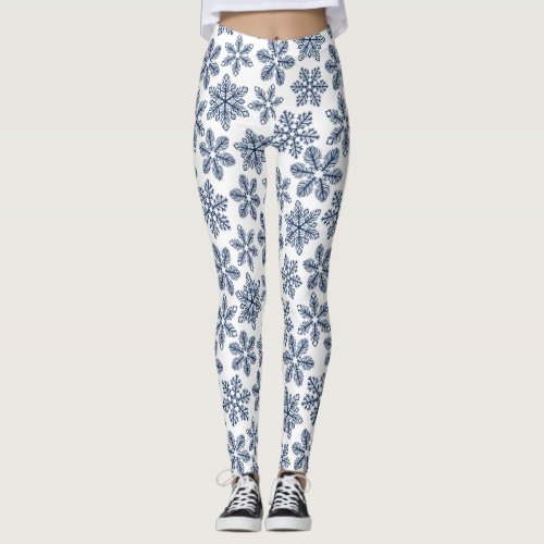 Blue snowflakes leggings