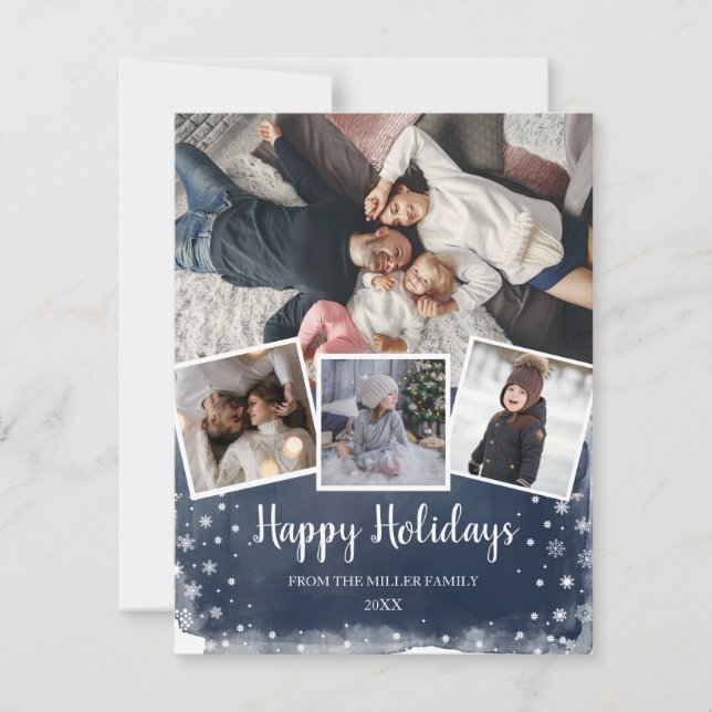 Blue snowflakes multi photo collage Holiday (Front)