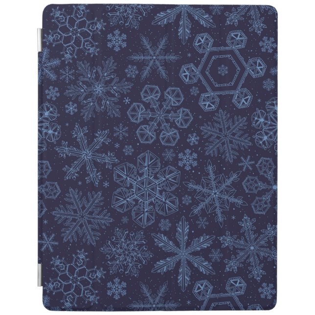 Blue Snowflakes on blue iPad Smart Cover (Front)