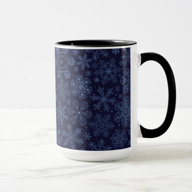 Blue Snowflakes on blue Mug (Right)