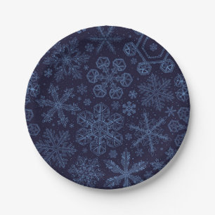 Blue Snowflakes on blue Paper Plates