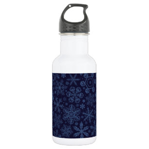 Blue Snowflakes on blue Stainless Steel Water Bottle