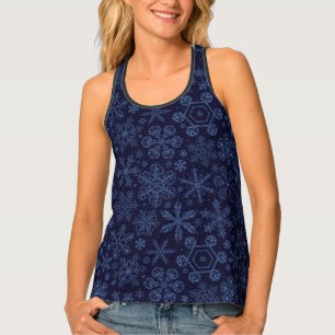 Blue Snowflakes on blue Tank Top