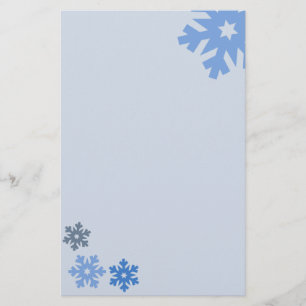Blue Snowflakes on Pink Background Stationery