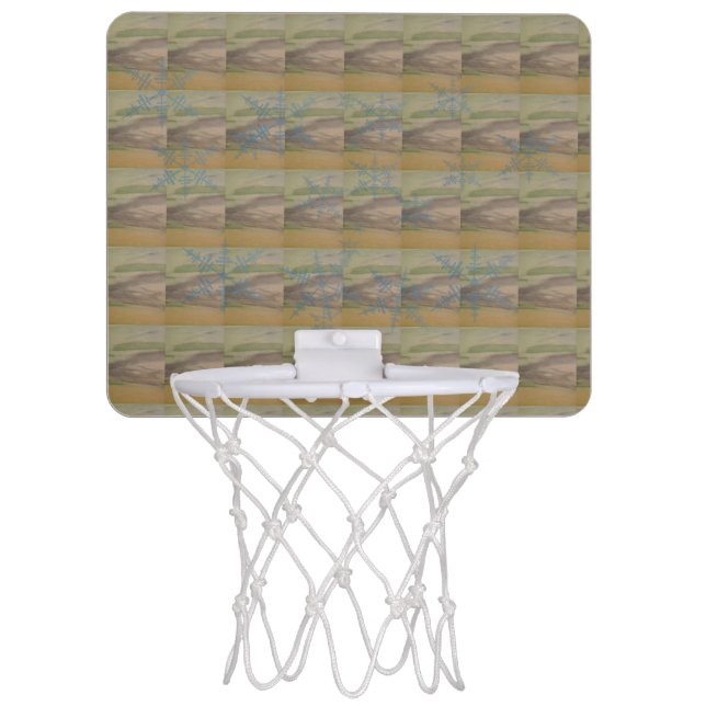 Blue Snowflakes on the Seashore  Mini Basketball Hoop (Front)