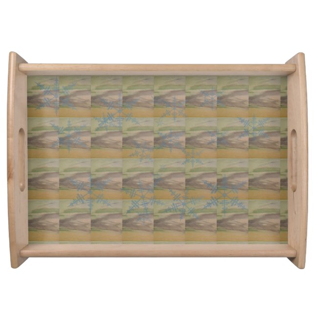 Blue Snowflakes on the Seashore  Serving Tray (Front)