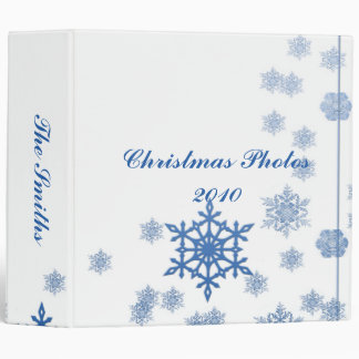 Blue Snowflakes on White Binder