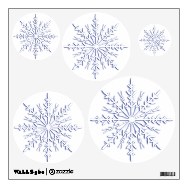 Blue Snowflakes on White Wall Sticker (Front)