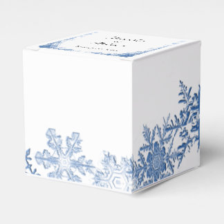 Blue Snowflakes on White Wedding Favor Box