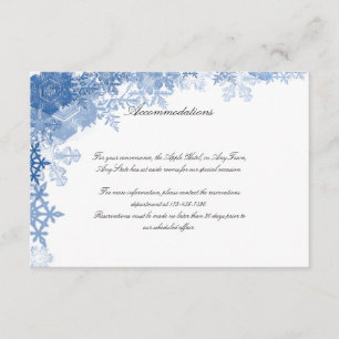 Blue Snowflakes on White Wedding Insert Invitation