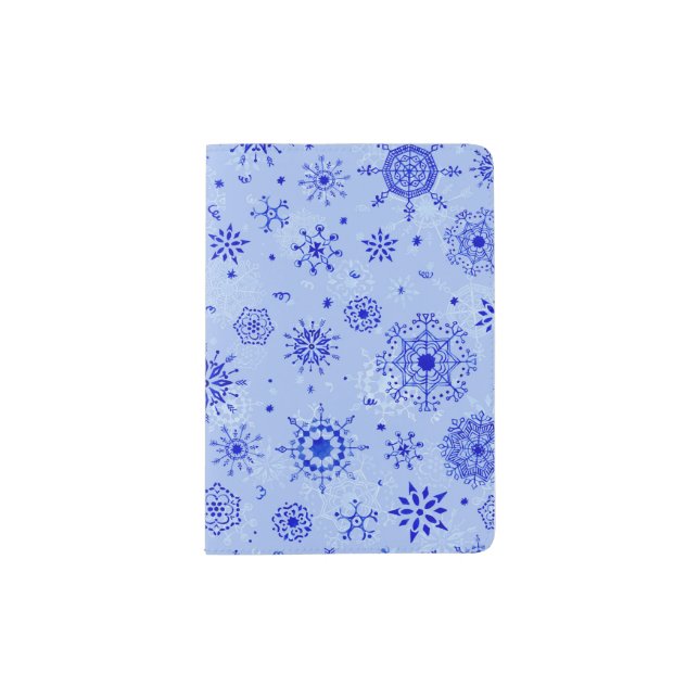 Blue snowflakes passport holder (Front)