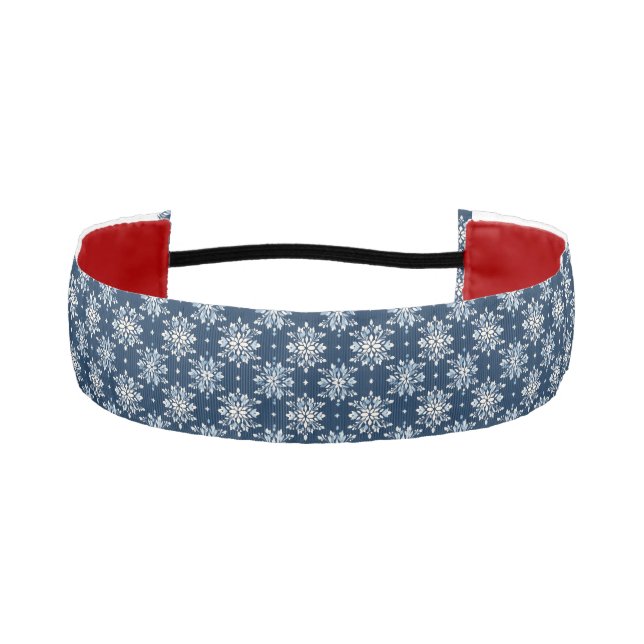 Blue Snowflakes Pattern Athletic Headband (Front)