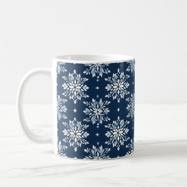 Blue Snowflakes Pattern Coffee Mug (Left)