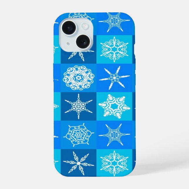 Blue Snowflakes Pattern Iphone Case (Back)