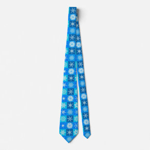 Blue Snowflakes Pattern Neck Tie