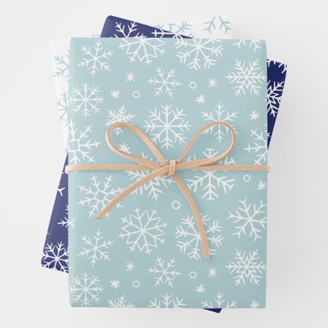 Blue Snowflakes Pattern  Wrapping Paper Sheets (In situ)
