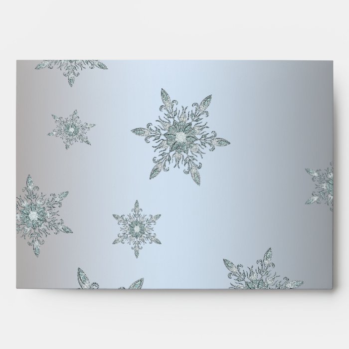 Blue Snowflakes Pearl Blue Christmas Envelopes