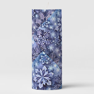 Blue Snowflakes Pillar Candle