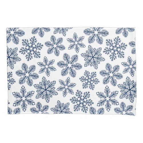 Blue snowflakes pillow case