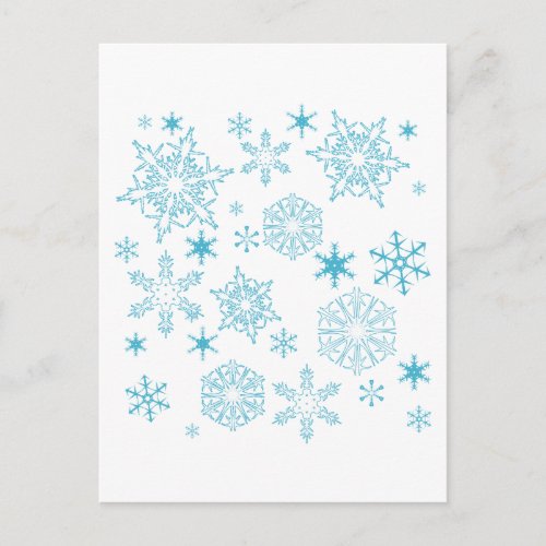 blue snowflakes postcard