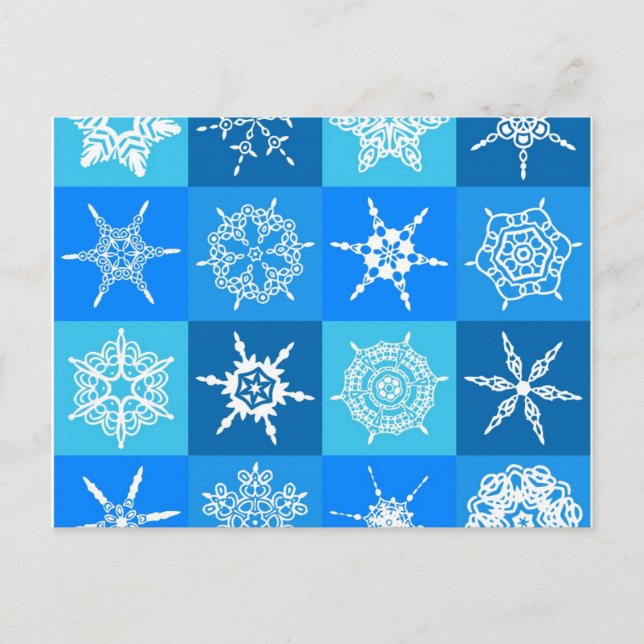 Blue Snowflakes Postcard (Front)