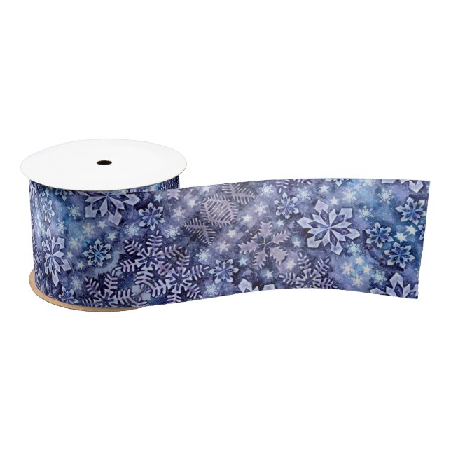 Blue Snowflakes Satin Ribbon (Spool)