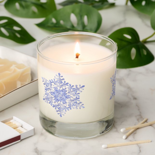 Blue Snowflakes Scented Candle (Lit)