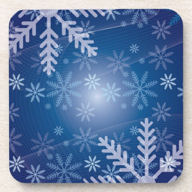 Blue Snowflakes Set of Cork Coasters (Front)