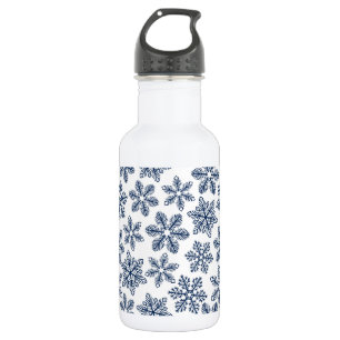 Blue snowflakes stainless steel water bottle