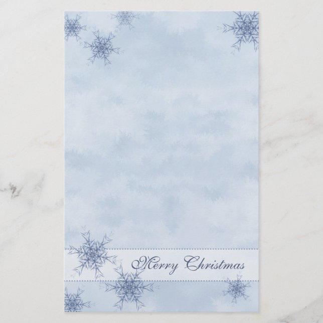 Blue Snowflakes Stationery (Front)