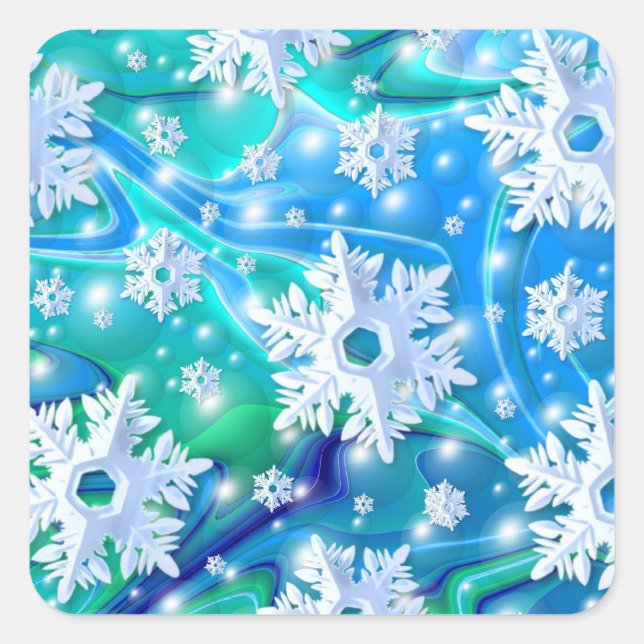 Blue Snowflakes Stickers (Front)