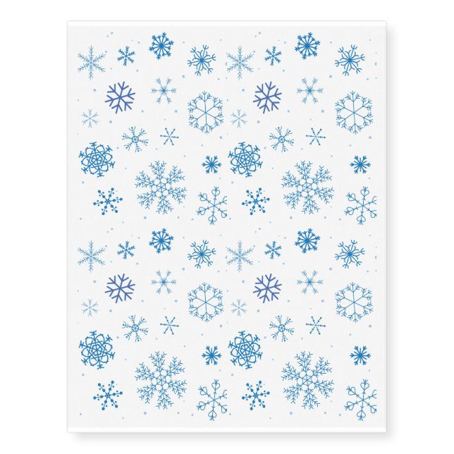 Blue Snowflakes Temporary Tattoos (Front)