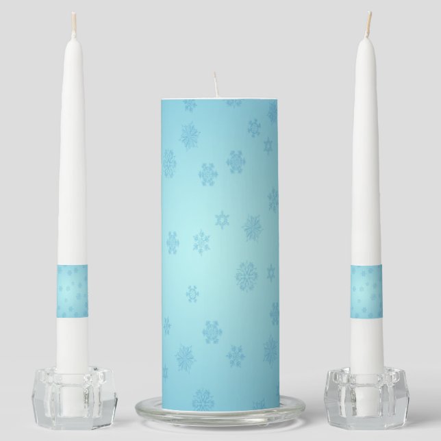 Blue Snowflakes Unity Candle Set (Front)