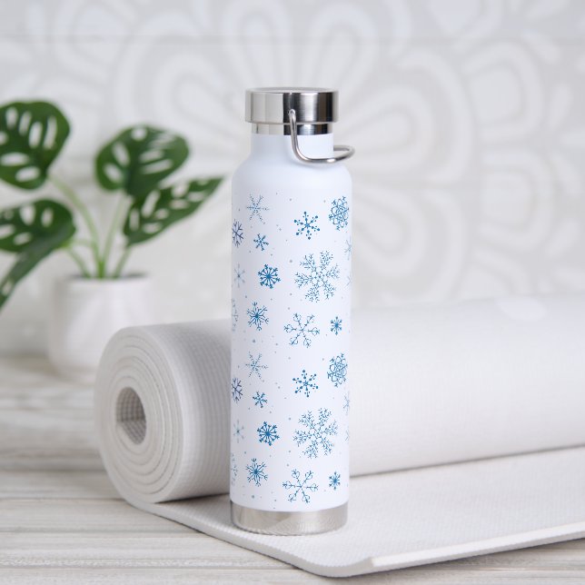 Blue Snowflakes Water Bottle (Yoga)