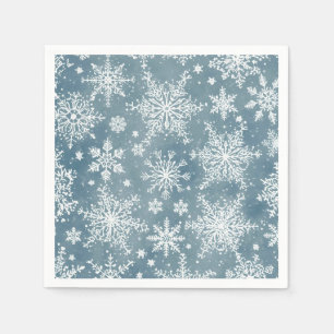 Blue Snowflakes Watercolor Winter Holiday Napkins