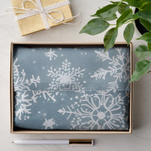 Blue Snowflakes Watercolor Winter Holiday Tissue Paper
