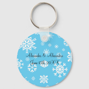 Blue snowflakes wedding favors keychain