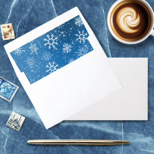 Blue Snowflakes White Envelope Liner