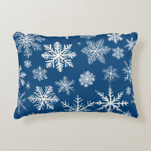 Blue Snowflakes Winter Accent Pillow