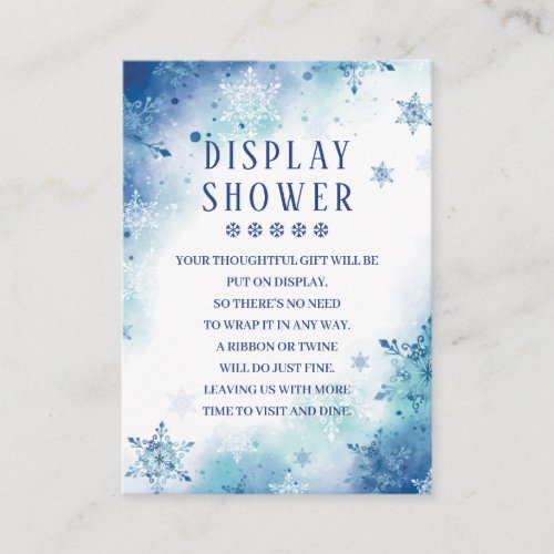 Blue Snowflakes Winter Baby Shower Display Shower  Enclosure Card