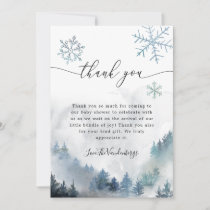 Blue Snowflakes Winter Baby Shower Thank You Card