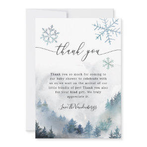 Blue Snowflakes Winter Baby Shower Thank You Card